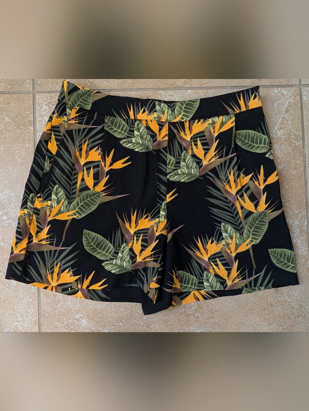 Carolina Belle Black Shorts Tropical Floral Print